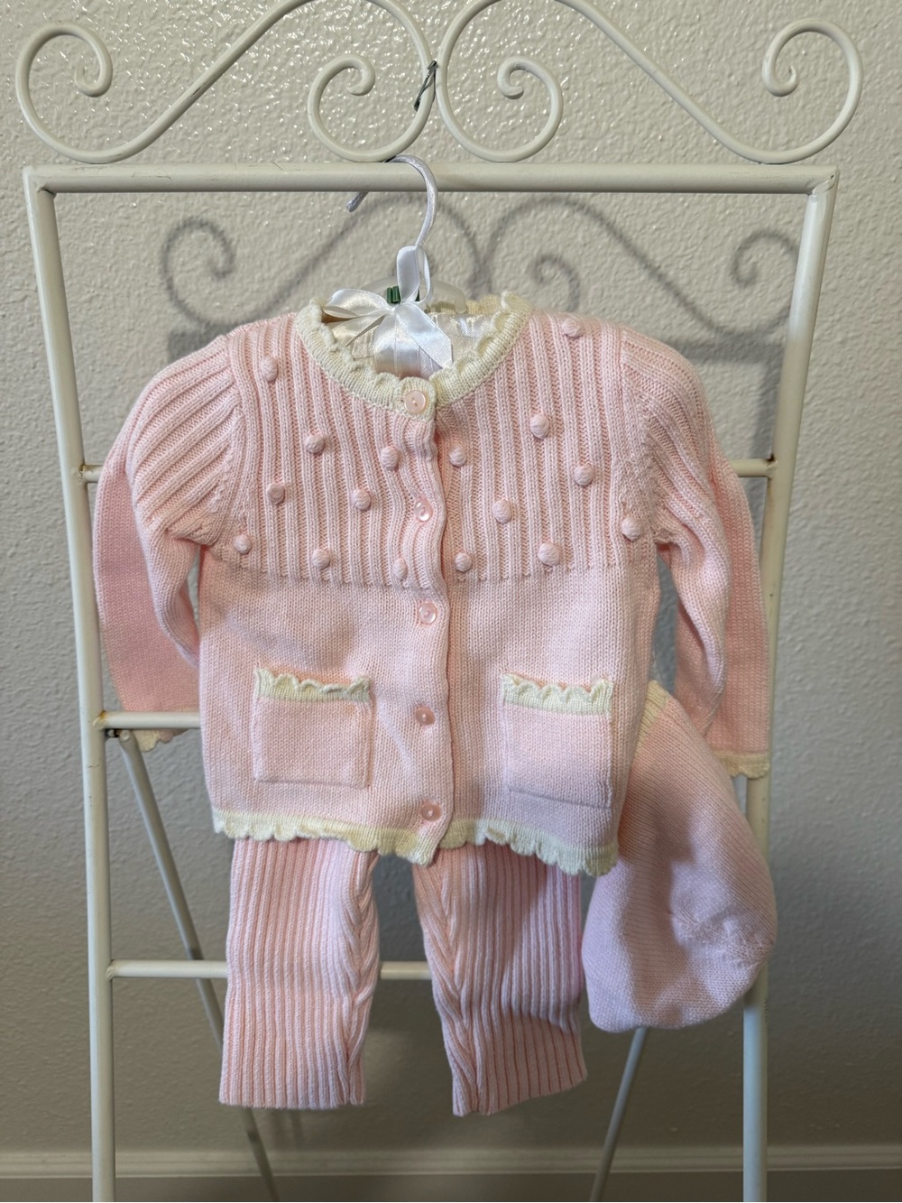 Piper & Posie pink knit cardigan and leggings set